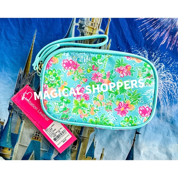 Disney Parks x Lilly Pulitzer Mickey & Minnie Mouse Castle Wristlet Bag NWT - Picture 2 of 3